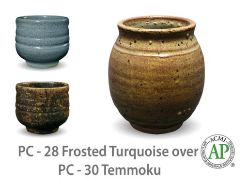 PC28 Frosted Turquoise over PC30 Temmoku AMACO Brent
