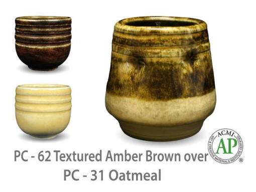 PC-62 Textured Amber Brown over PC-31 Oatmeal | AMACO Brent
