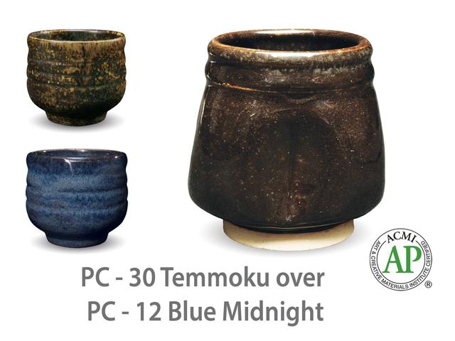 PC-30 Temmoku over PC-12 Blue Midnight | AMACO Brent