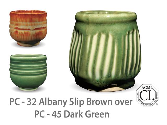 PC-32 Albany Slip Brown Over PC-45 Dark Green | AMACO Brent