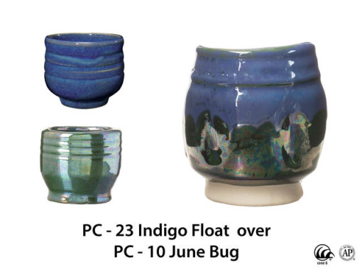 PC23 Indigo Float over PC10 June Bug AMACO Brent
