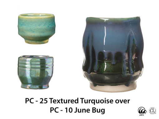 PC25 Textured Turquoise over PC10 June Bug AMACO Brent