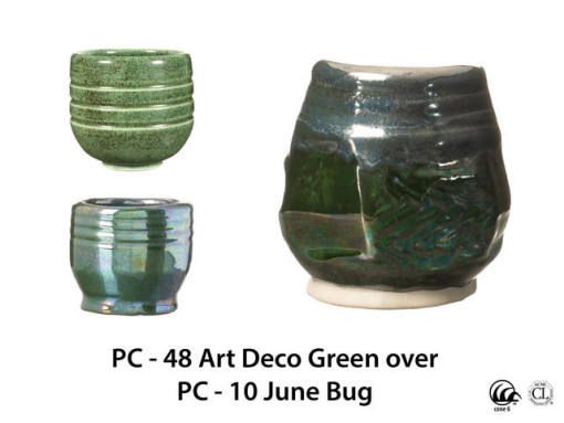 PC48 Art Deco Green over PC10 June Bug AMACO Brent