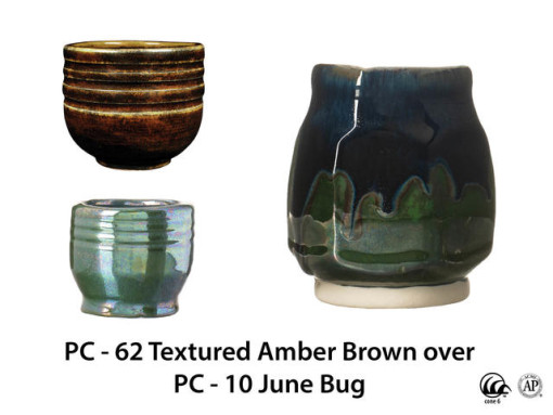 PC62 Textured Amber Brown over PC10 June Bug AMACO Brent