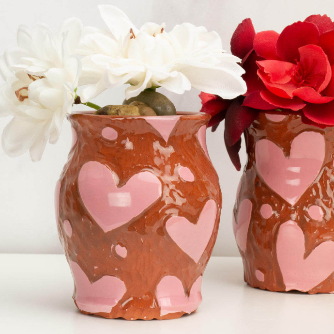 Valentine Bud Vases ft. Velvet Underglazes AMACO Brent